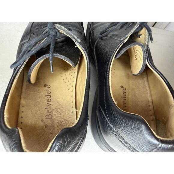 VTG Belvedere Bay Bridge Mens Hand Made Black Leather Tie Dress Shoes Size 11.5